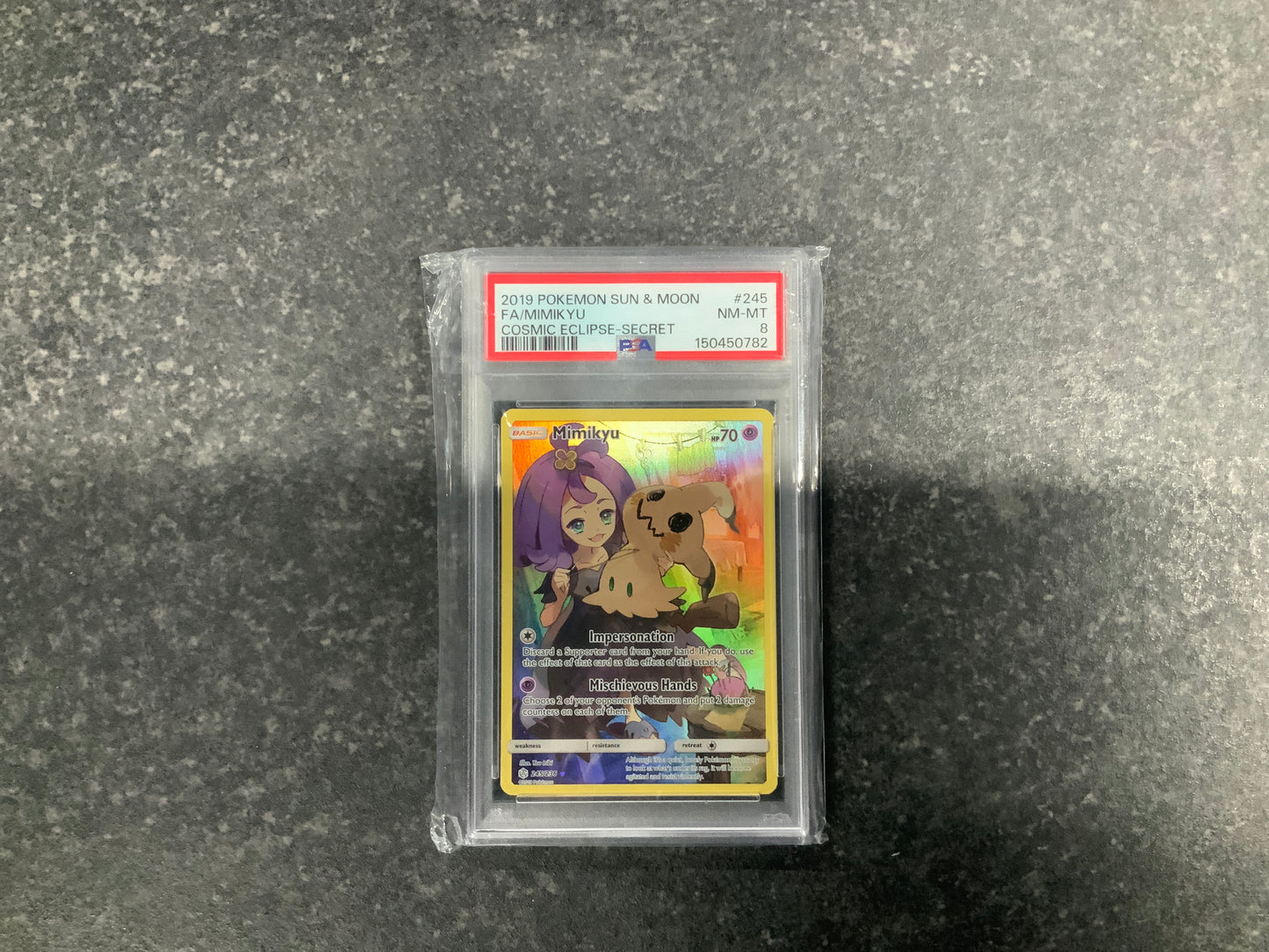 Mimikyu - 2019 Sun & Moon Cosmic Eclipse Secret - 245 - PSA 8