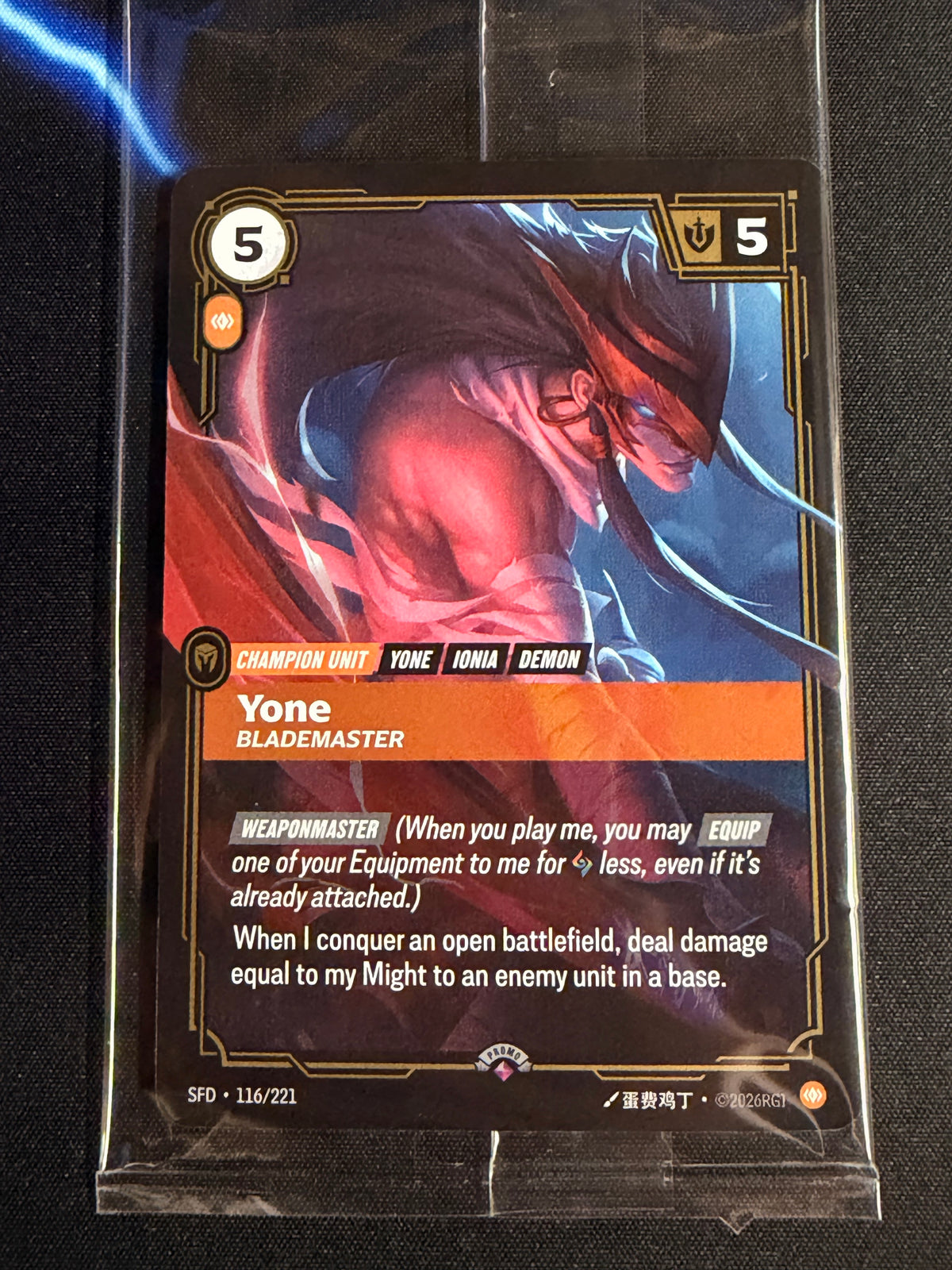 Riftbound Yone Blademaster SFD 116/221 Stamped Promo - Sealed
