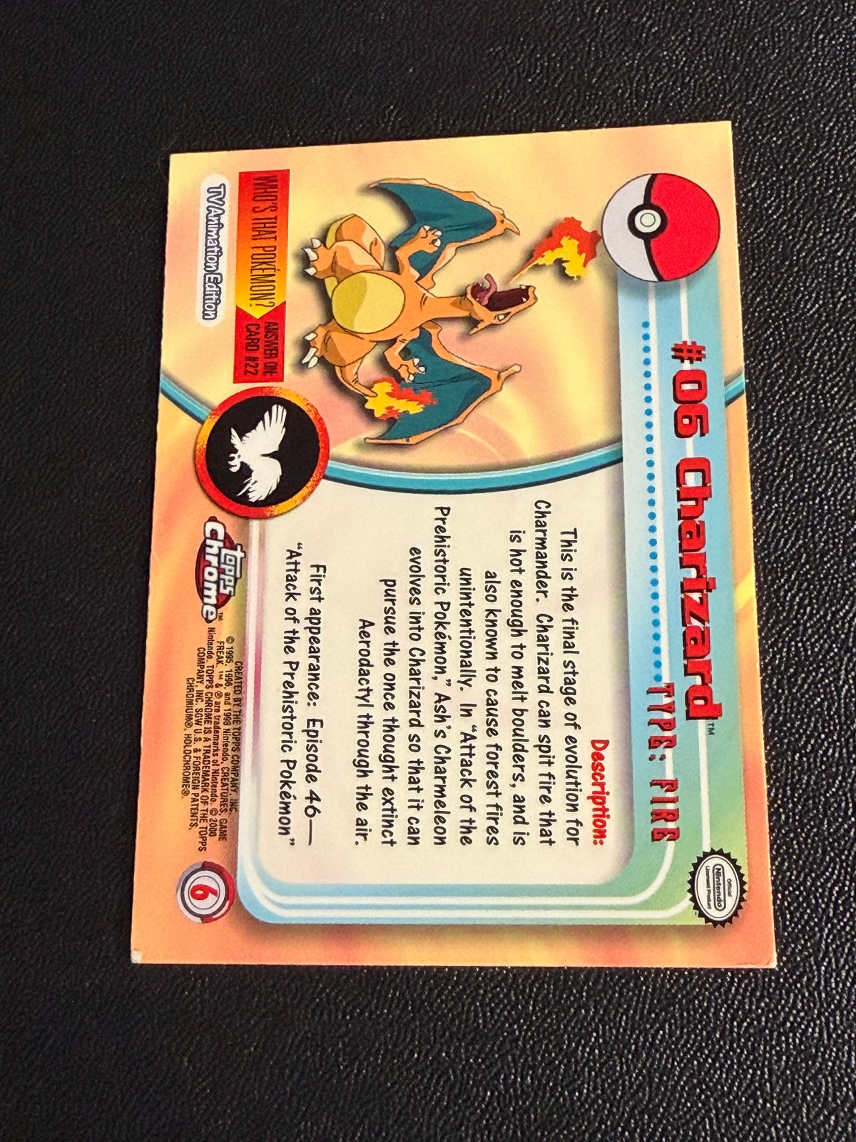 2000 Topps Chrome Pokémon Charizard #06 - Played