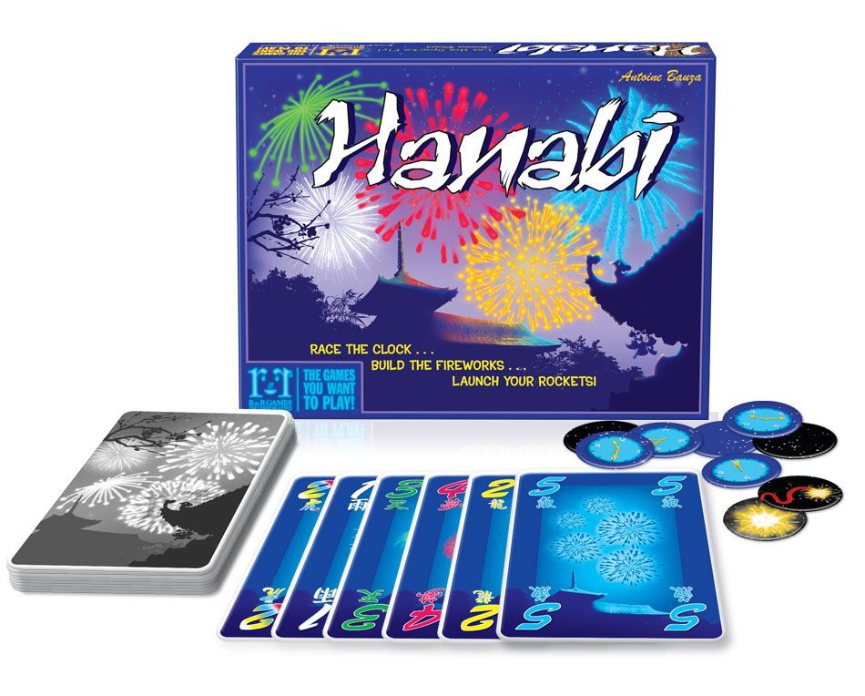 Hanabi game box cards and fuse tokens