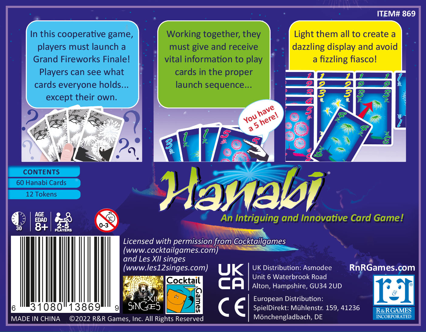 Hanabi English game box back