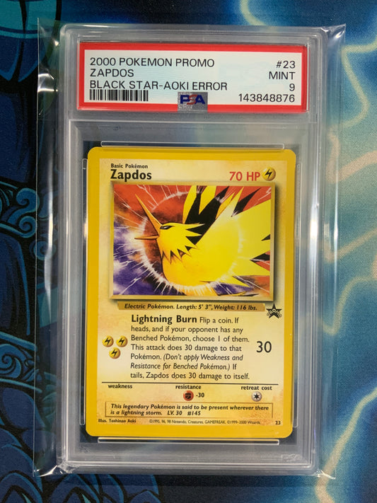 2000 Pokémon Promo Zapdos Black Star - Aoki Error PSA 9