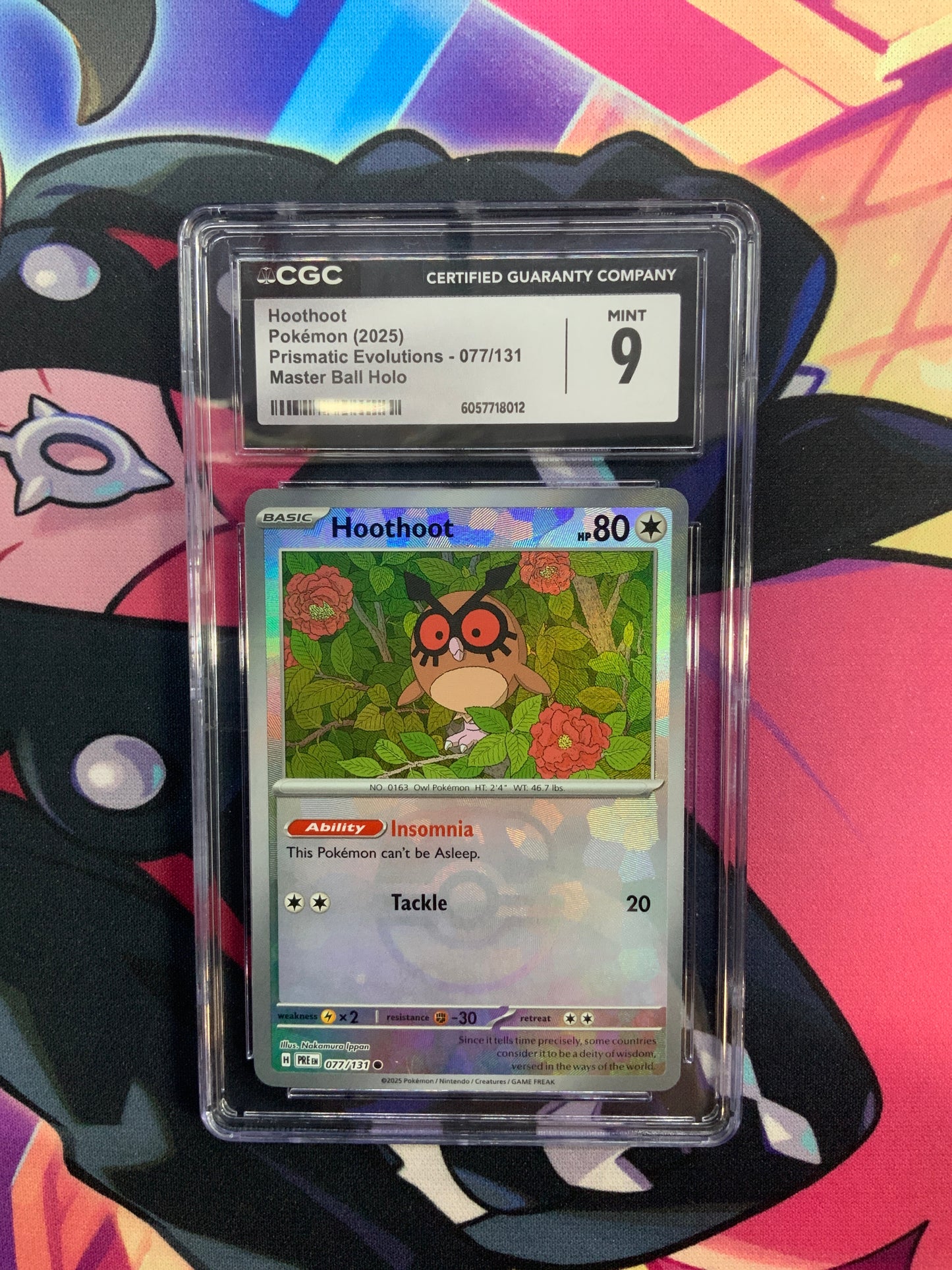 Hoothoot - Prismatic Evolutions - 077/131 - Master Ball Holo - CGC Mint 9