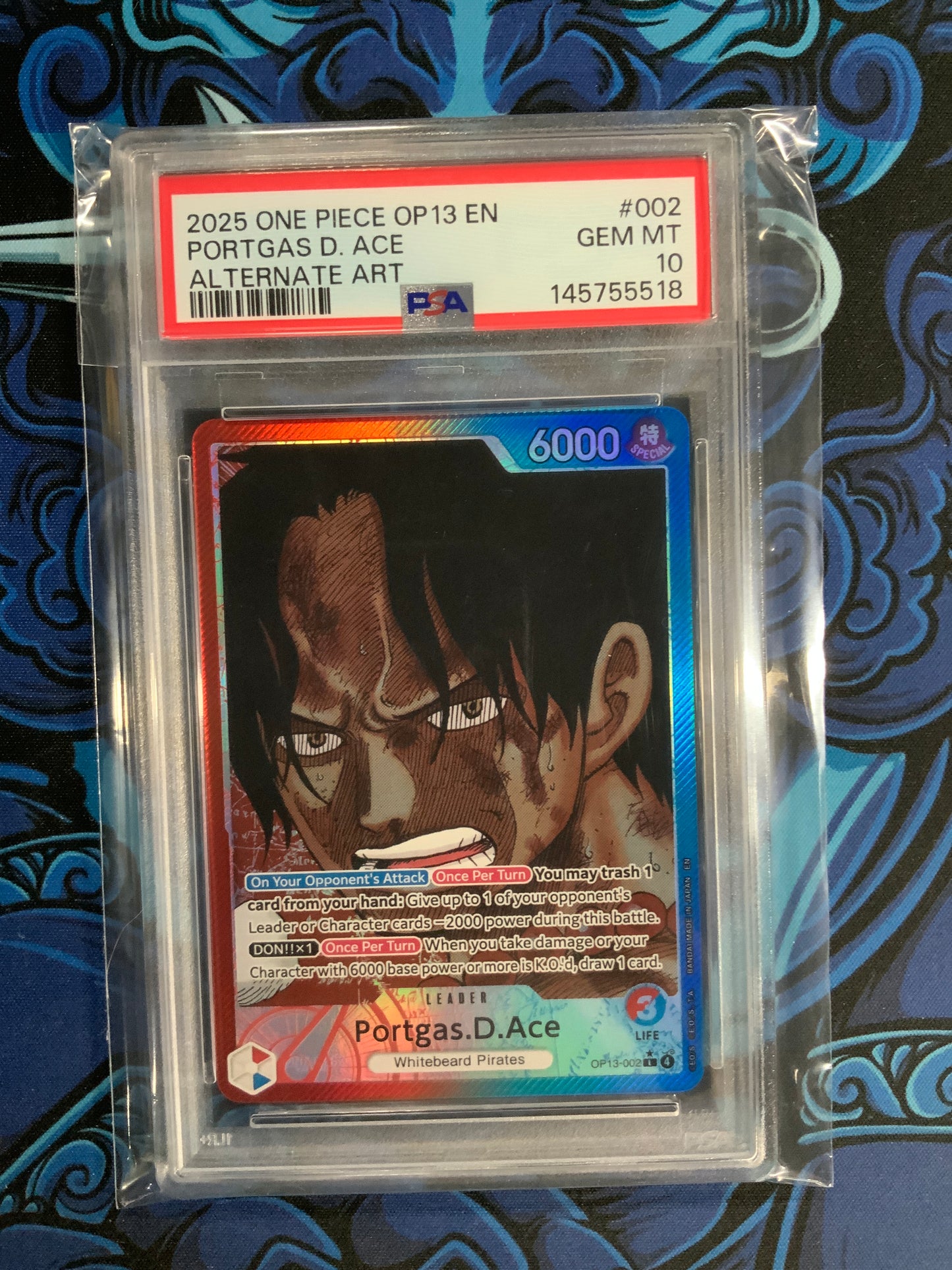 Portgas.D.Ace OP13 Alternate Art Leader PSA 10