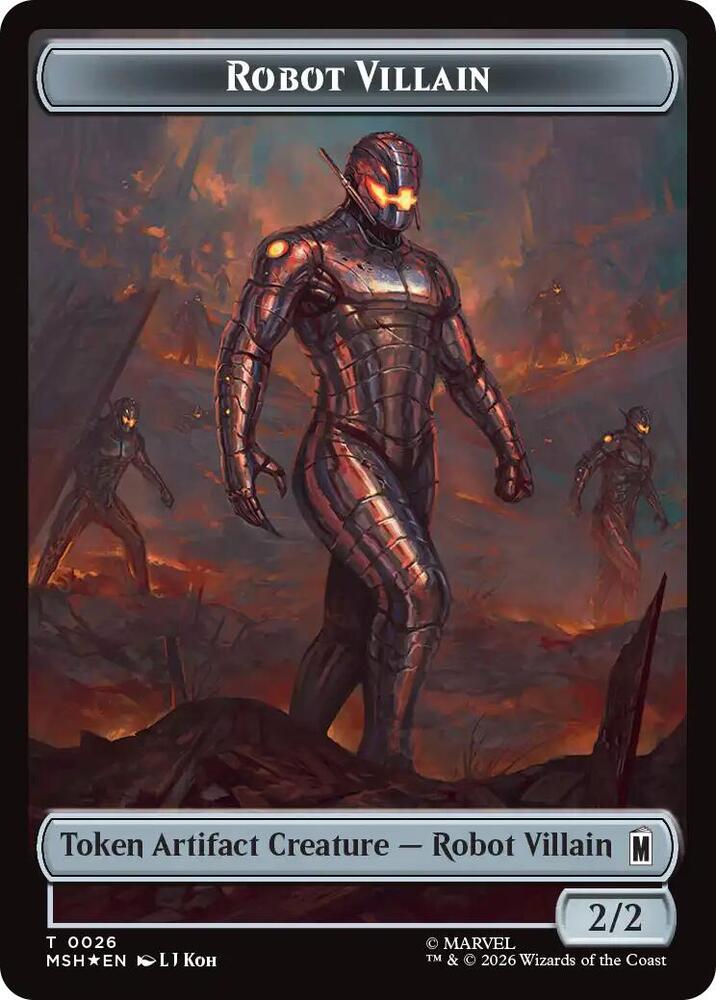 Villain (0025) // Robot Villain (0026) Double-Sided Token (Surge Foil) (Back)