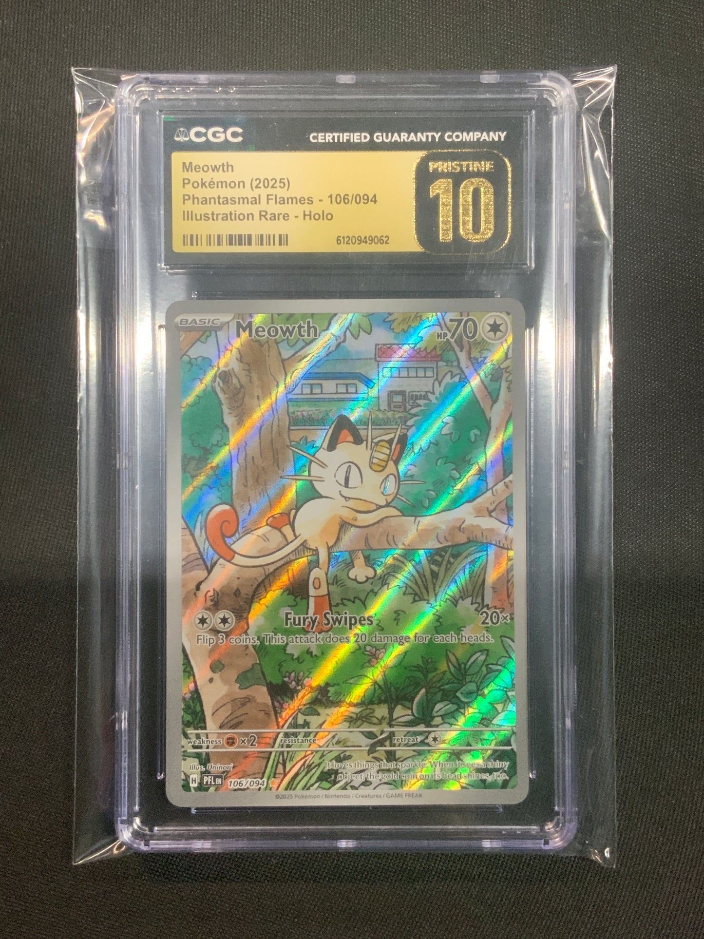 Meowth Illustration Rare Phantasmal Flames CGC PRISTINE 10