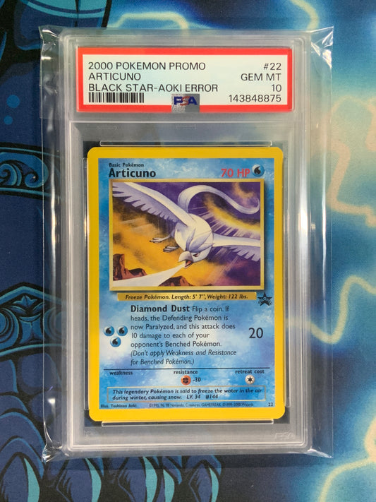 2000 Pokémon Promo Articuno Black Star - Aoki Error PSA 10