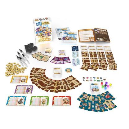 Map Masters game box and components arranged on white background