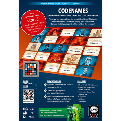 Codenames New Edition gameplay overview and contents