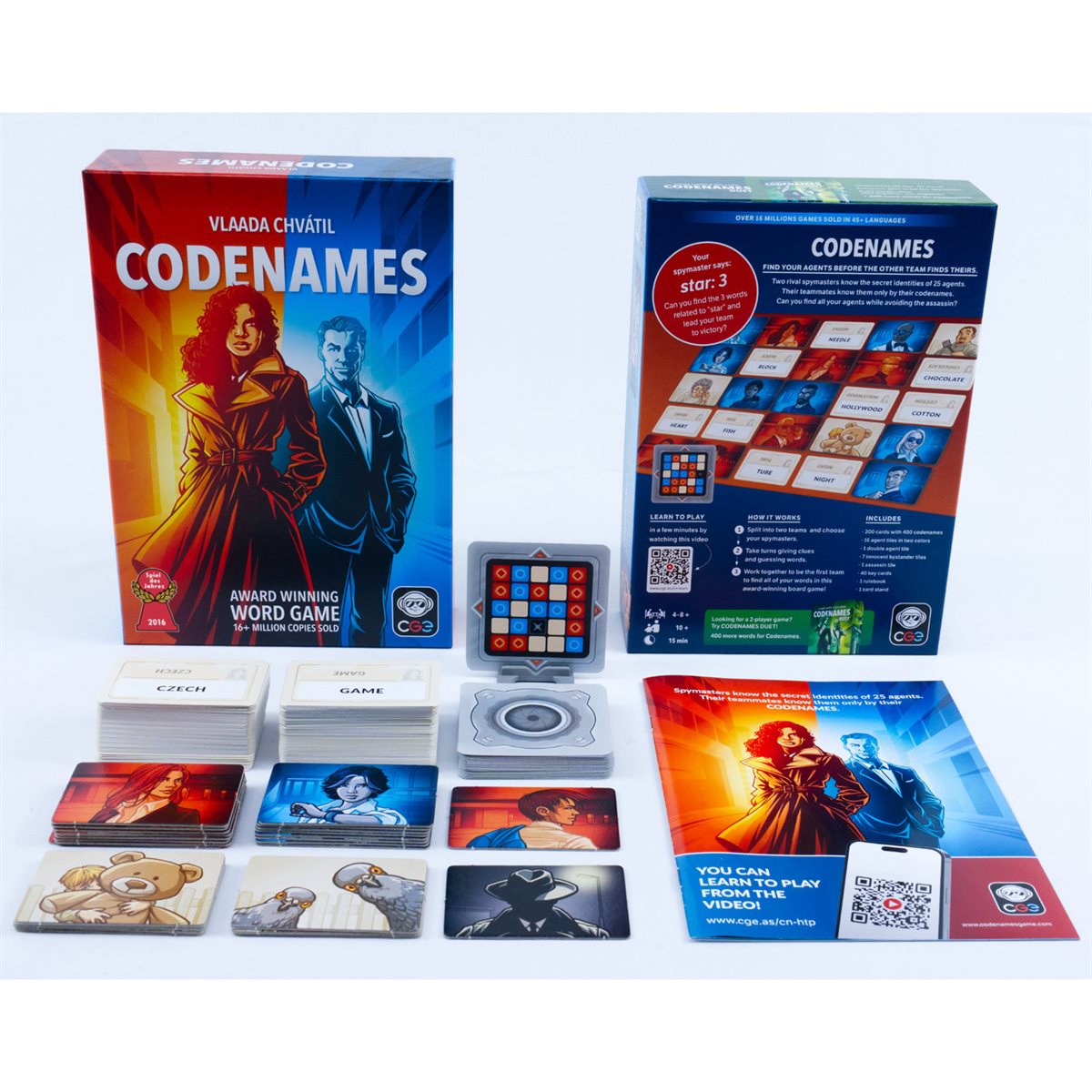 Codenames New Edition box and game components