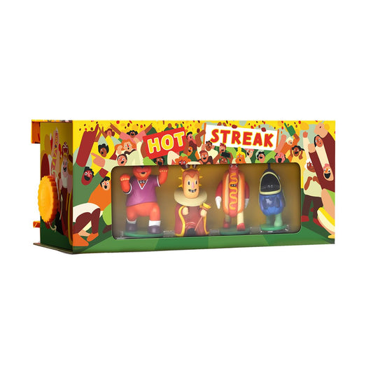 Hot Streak English game box and four mascot racers
