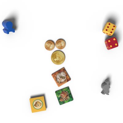 CATAN Traders & Barbarians 6th Edition game pieces and dice