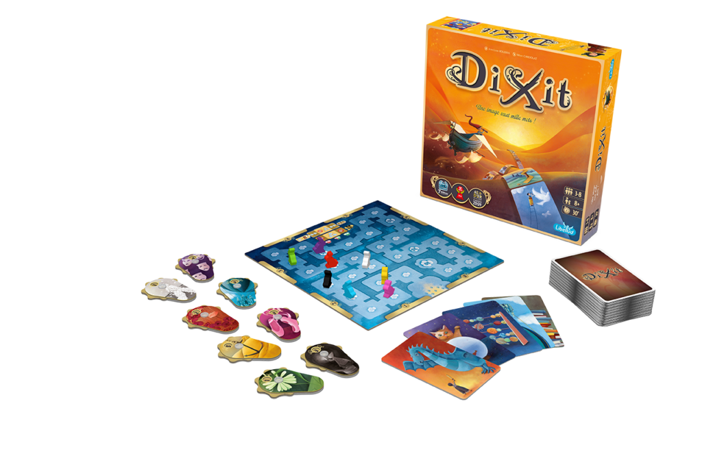 Dixit multilingual edition box and game components