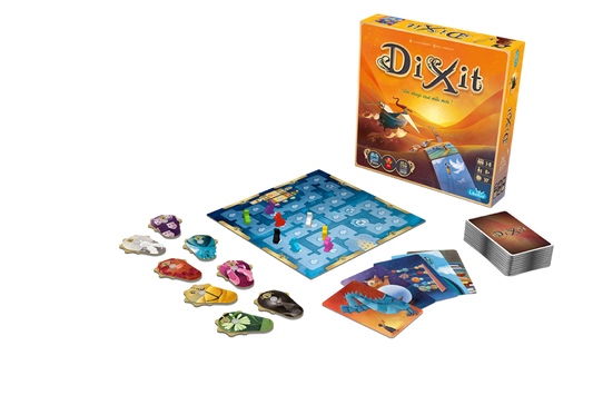 Dixit multilingual edition box and game components
