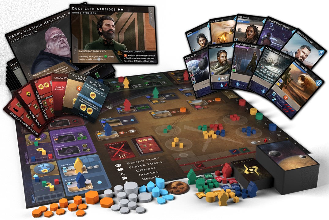 Dune Imperium board, cards, and game components