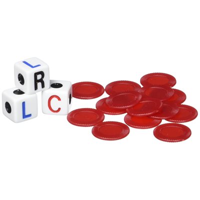 LCR Left Center Right specialty dice and red chips
