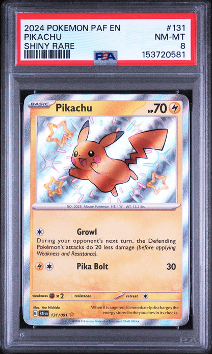 Pikachu Paldean Fates Shiny Rare 131 PSA 8 certification 153720581 front