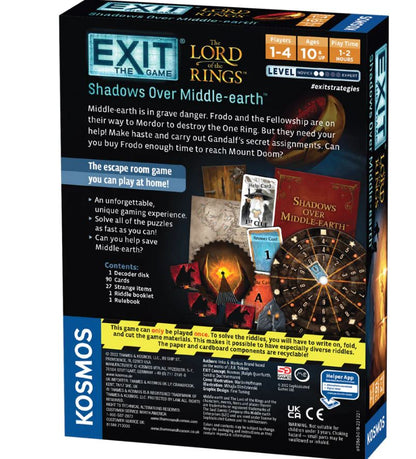 EXIT The Lord of the Rings Shadows Over Middle-earth game box back