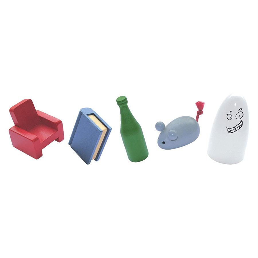 Ghost Blitz wooden chair book bottle mouse and ghost pieces