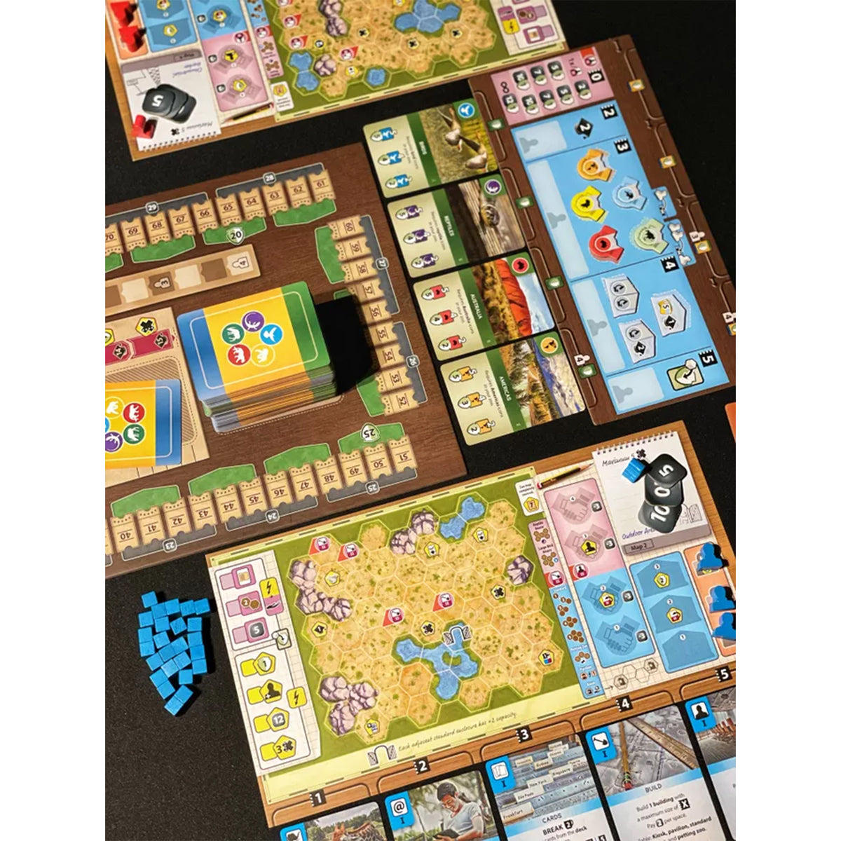 Ark Nova cards, player boards, and components