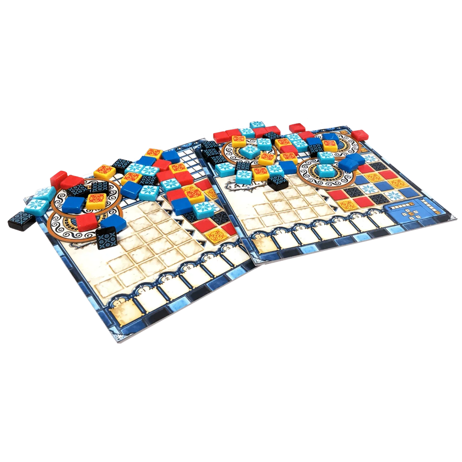 Azul board game contents and tile layout