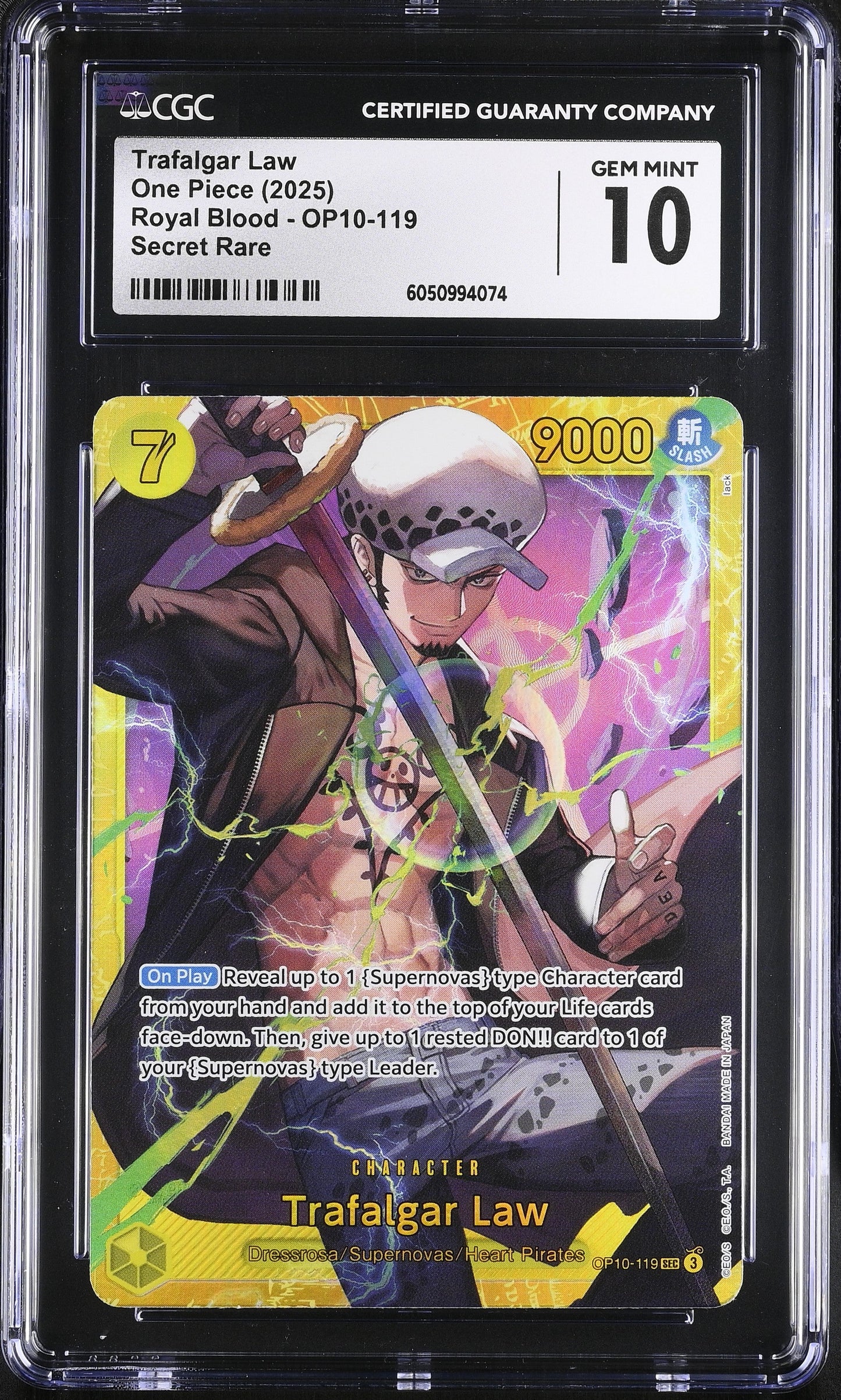 Trafalgar Law OP10-119 CGC 10 cert 6050994074 front