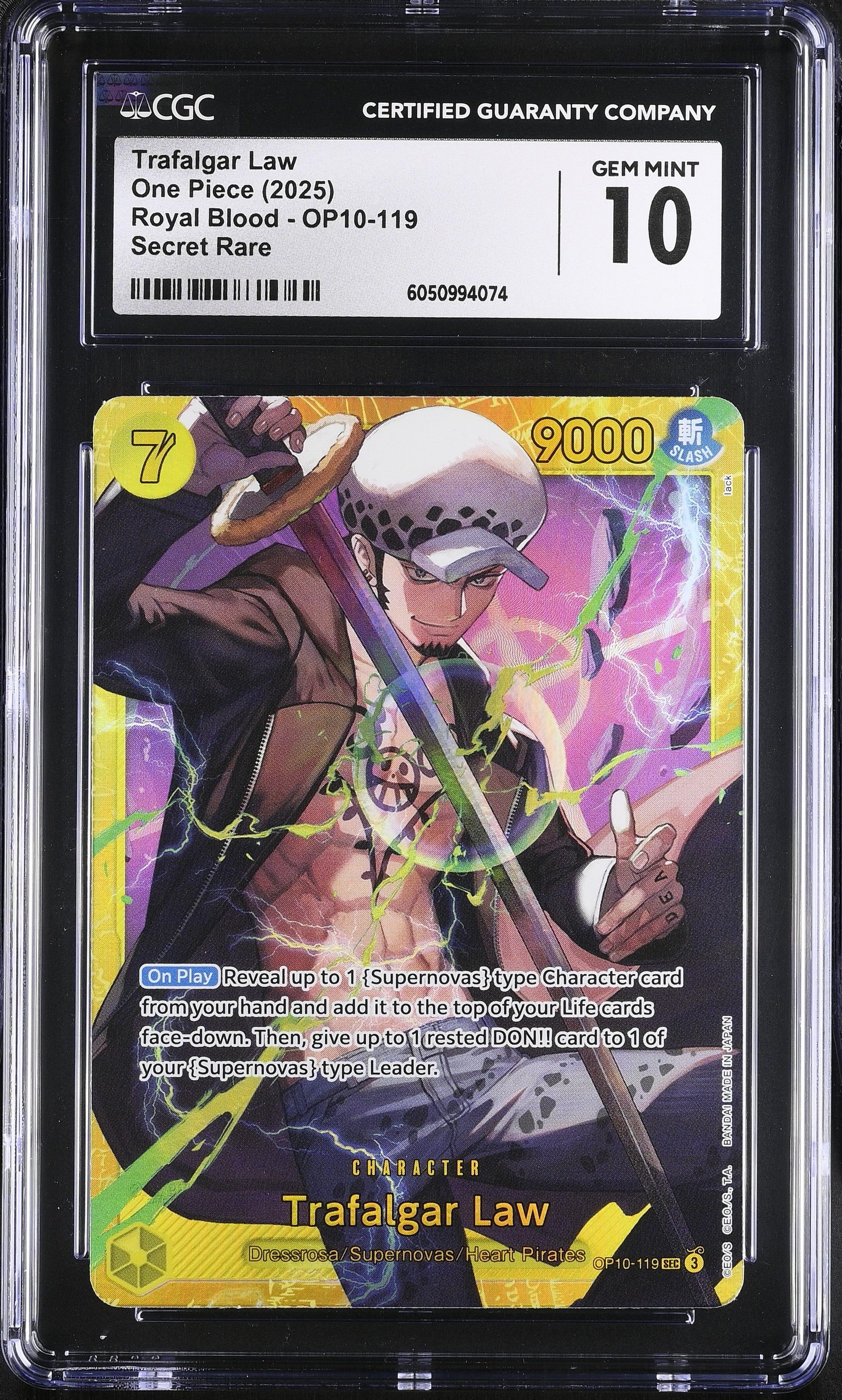 Trafalgar Law OP10-119 CGC 10 cert 6050994074 front