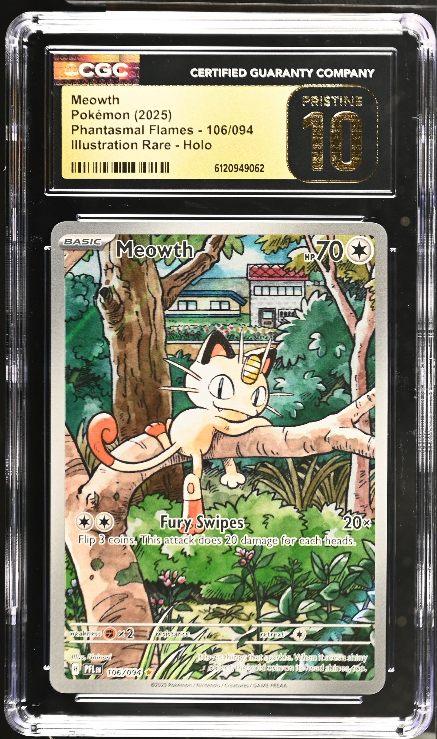 Meowth Illustration Rare CGC Pristine 10 cert 6120949062 front