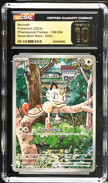 Meowth Illustration Rare CGC Pristine 10 cert 6120949062 front