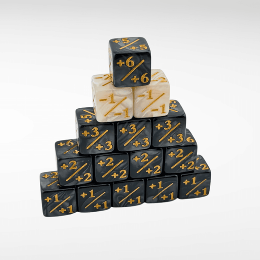 Nerd Gear MTG Counter Dice - Pearl Black / White - 15 Pack