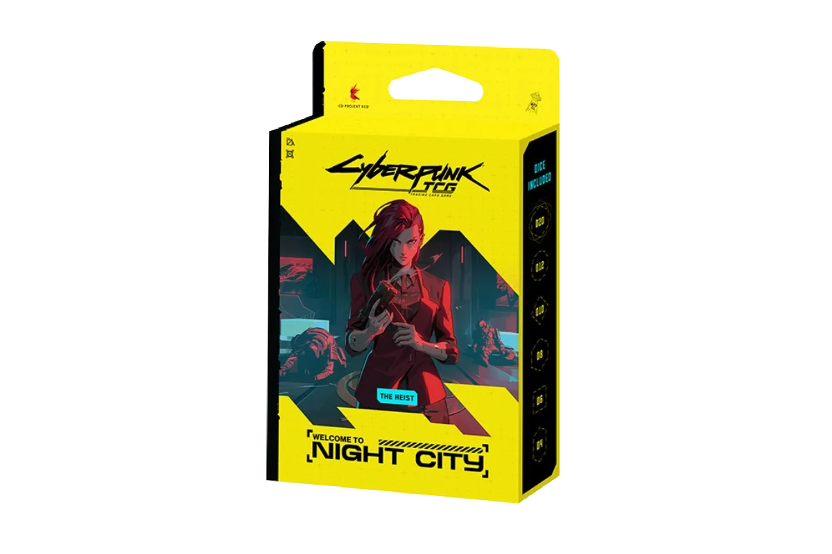Cyberpunk TCG The Heist starter deck alternate angle