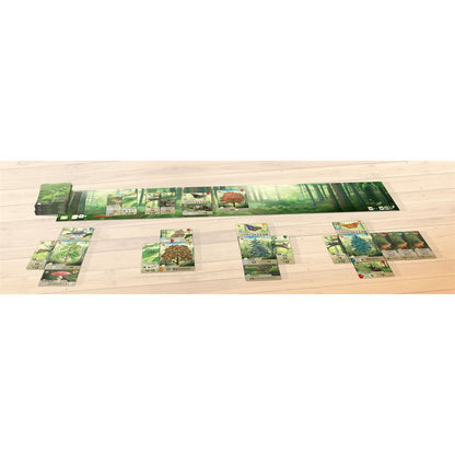 Forest Shuffle cards and scoring board gameplay setup