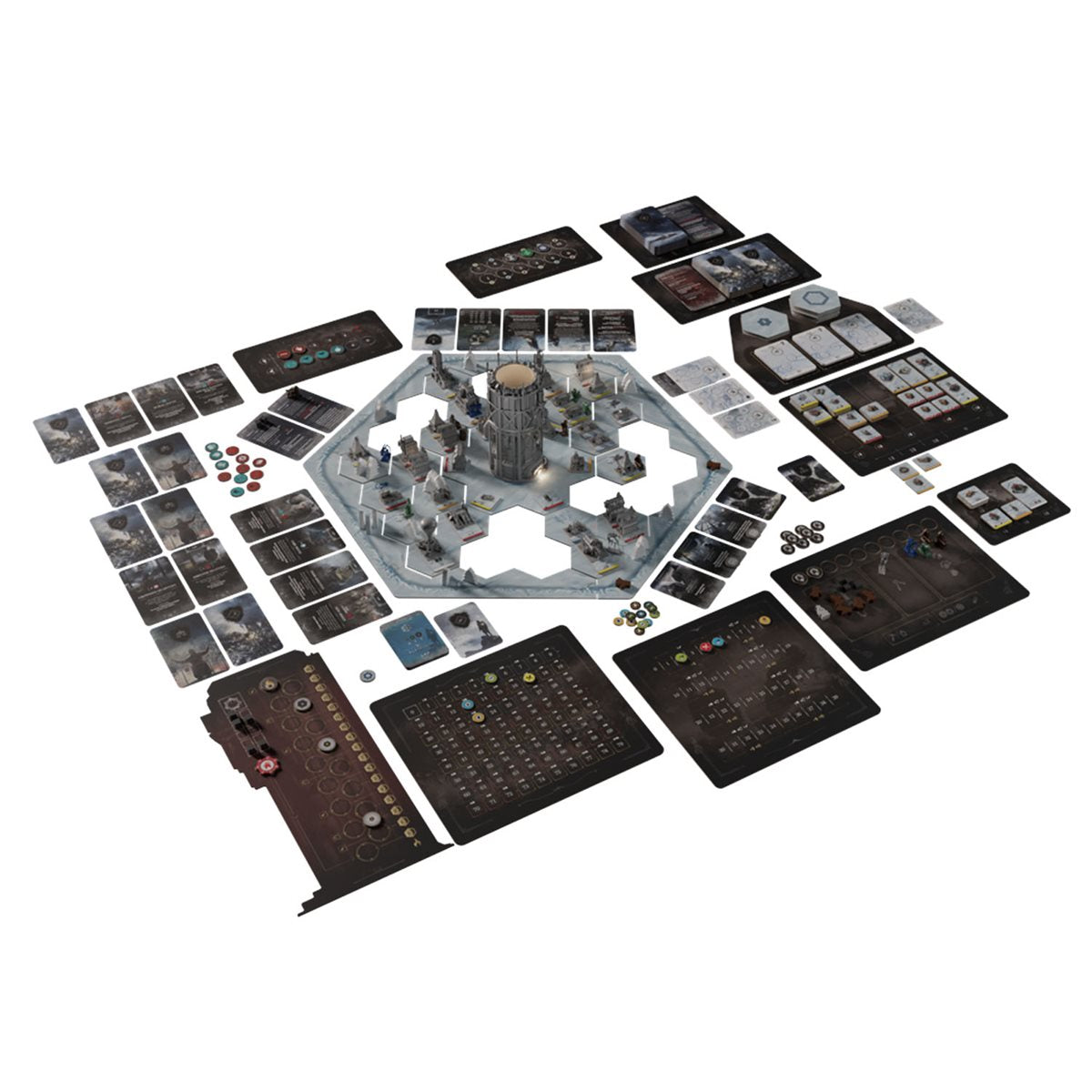 Frostpunk The Board Game full component layout