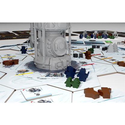Frostpunk The Board Game generator and survivor pieces