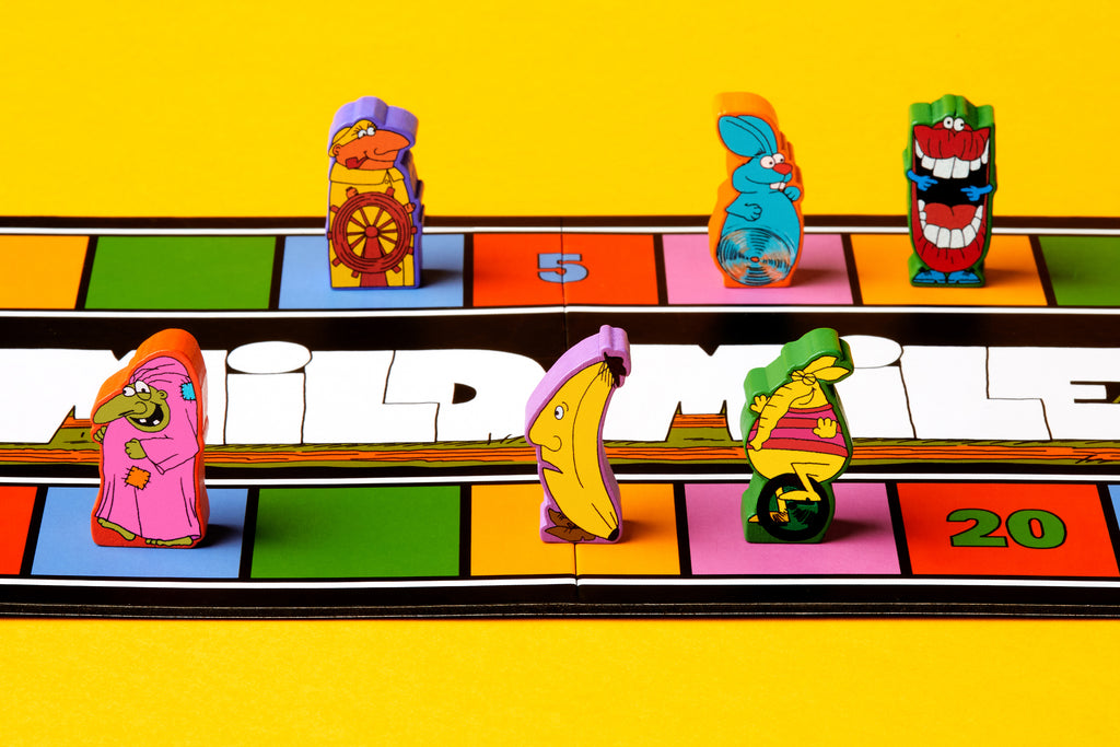 Magical Athlete board game components and racers