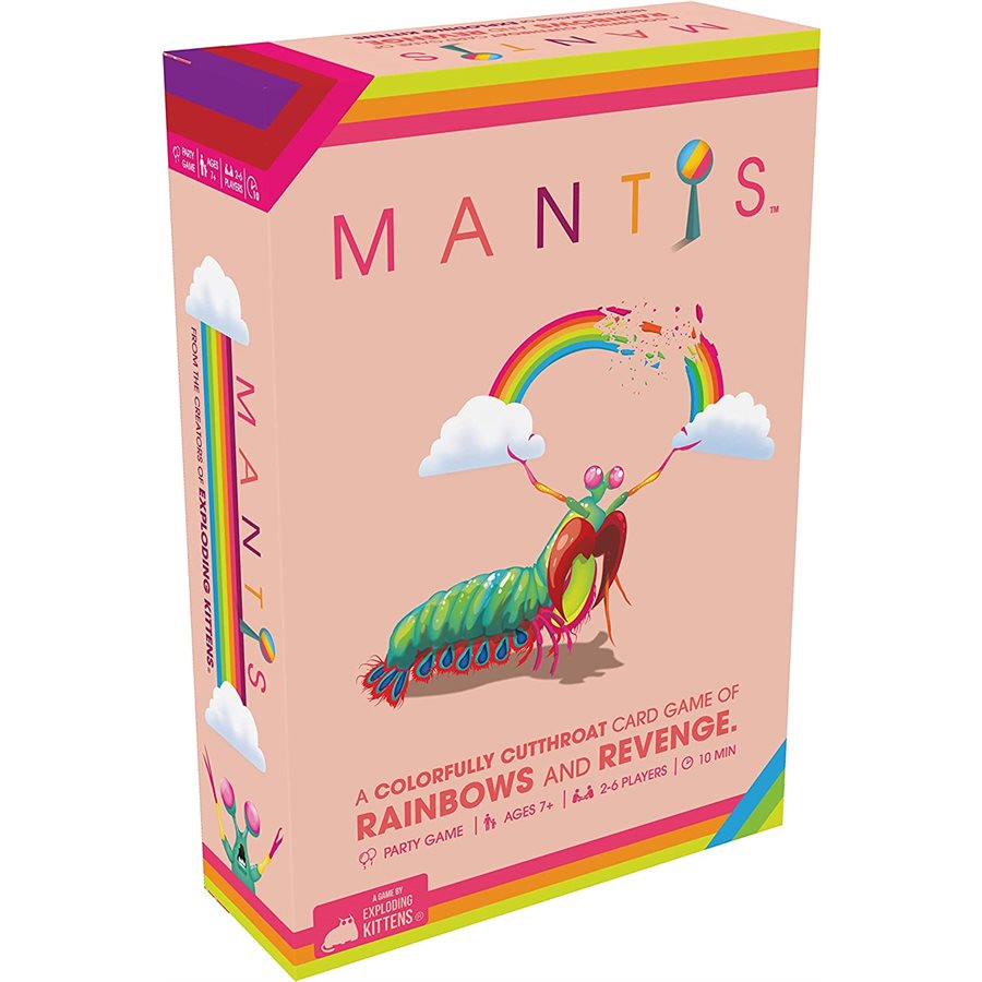 Mantis English card game box angled front view