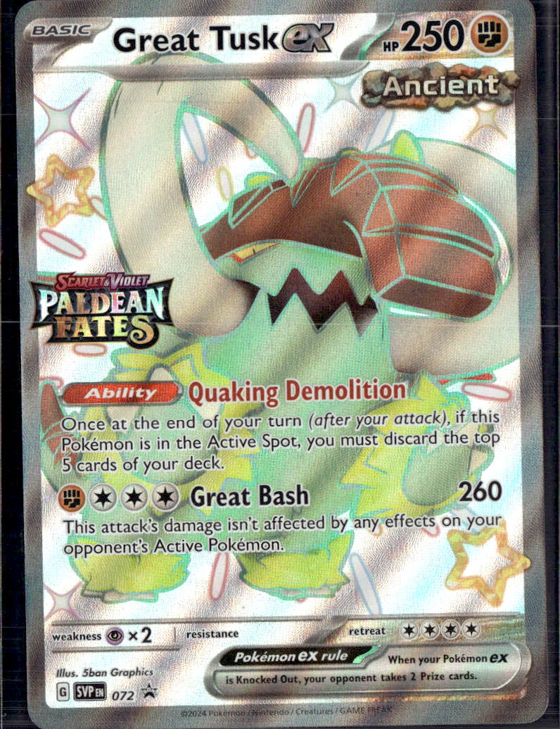 Great Tusk ex - 072 (Paldean Fates Stamped)
