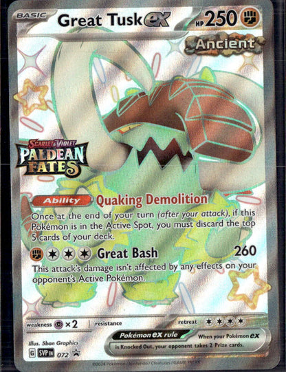 Great Tusk ex - 072 (Paldean Fates Stamped)