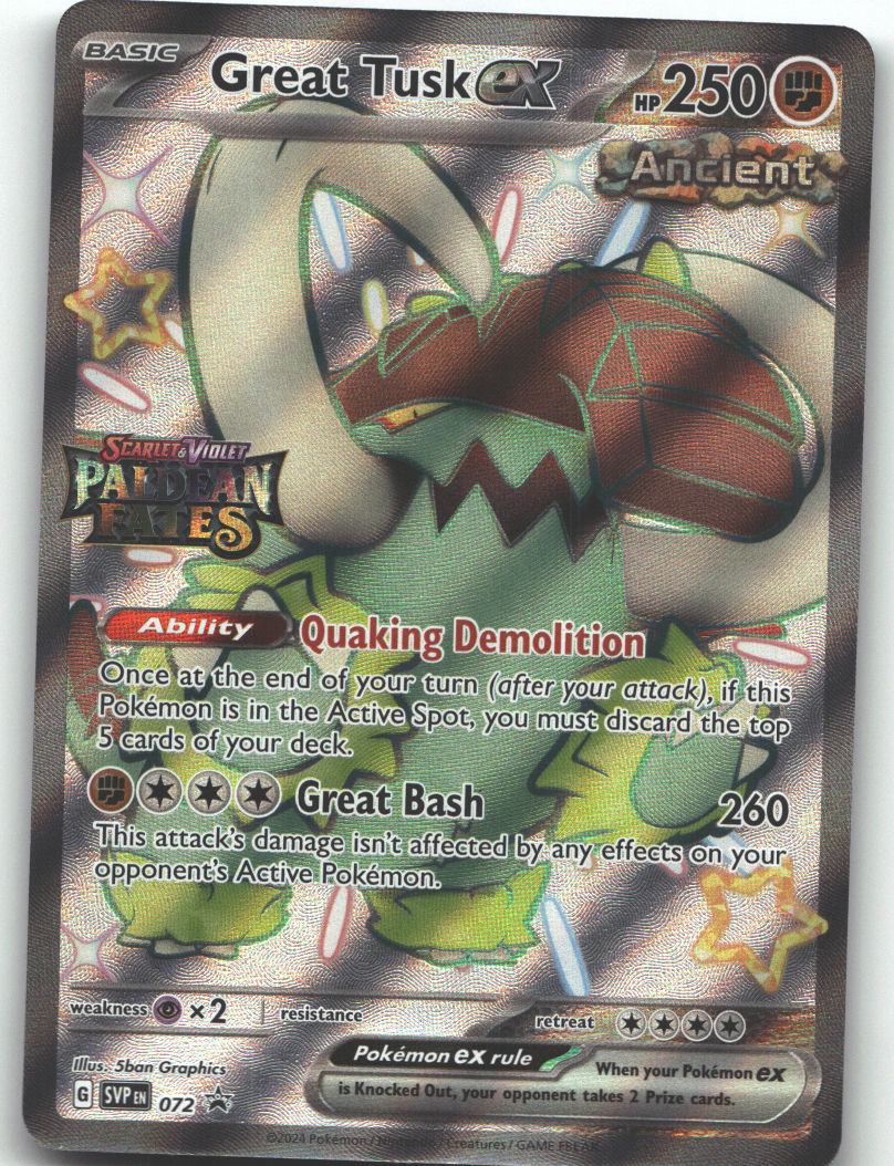 Great Tusk ex - 072 (Paldean Fates Stamped)