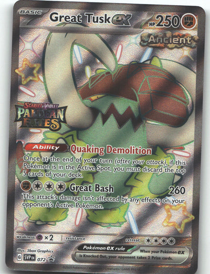 Great Tusk ex - 072 (Paldean Fates Stamped)