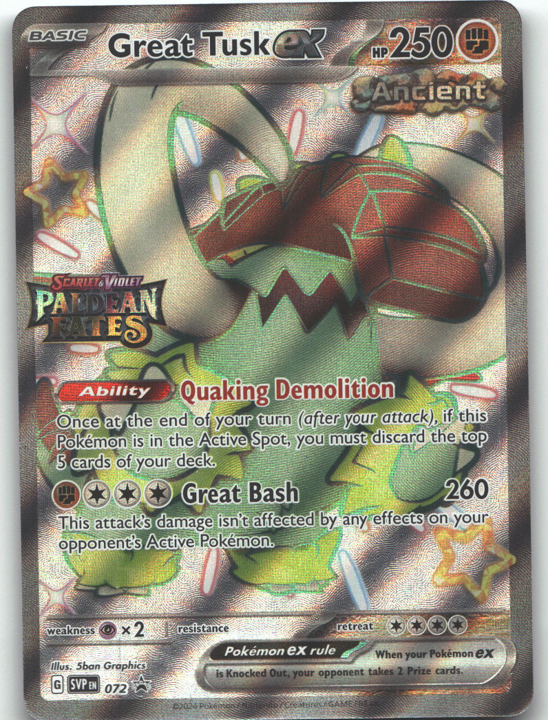 Great Tusk ex - 072 (Paldean Fates Stamped)