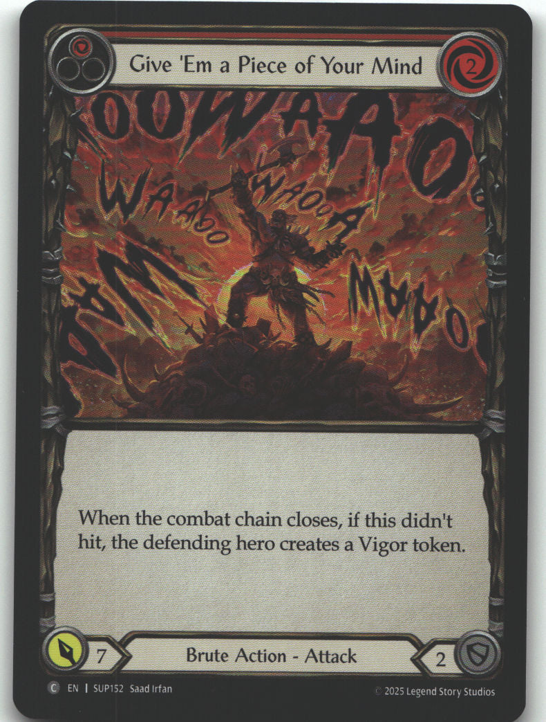 Give 'Em a Piece of Your Mind (Red) | Near Mint / English / Rainbow Foil
