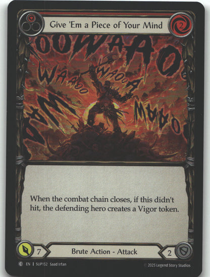 Give 'Em a Piece of Your Mind (Red) | Near Mint / English / Rainbow Foil