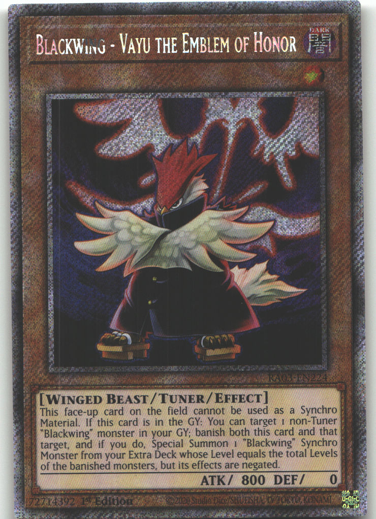Blackwing - Vayu the Emblem of Honor (Platinum Secret Rare)