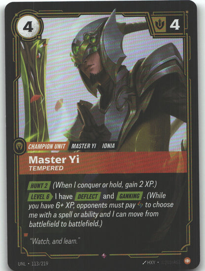 Master Yi, Tempered