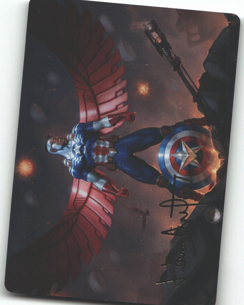 Captain America, Wings of Freedom Art Card (2/45) (Gold-Stamped Signature)