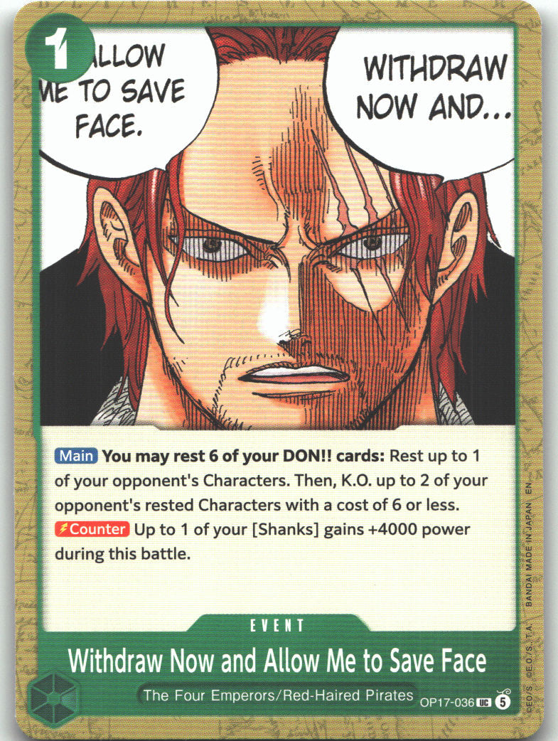 Withdraw Now and Allow Me to Save Face