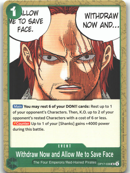 Withdraw Now and Allow Me to Save Face