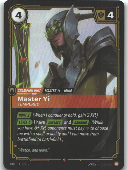 Master Yi, Tempered