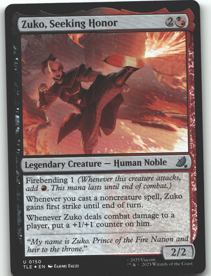 Zuko, Seeking Honor